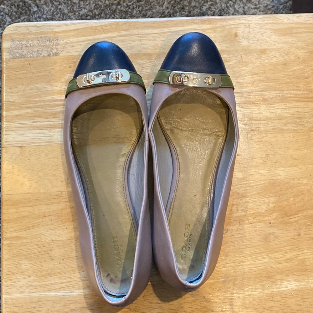 Coach Blue and Tan Flats